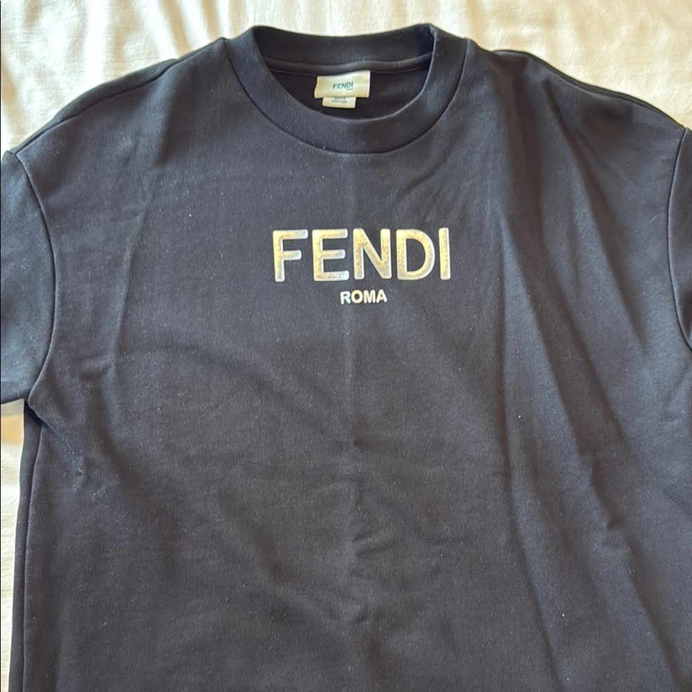 Fendi Black Short Sleeve Tee with Logo